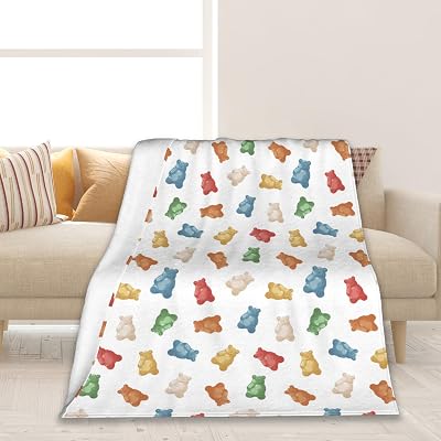 Gummy Bears Throw Blanket Soft Warm Cozy Lightweight Flannel Blanket for Bedding Sofa Travel 50X60