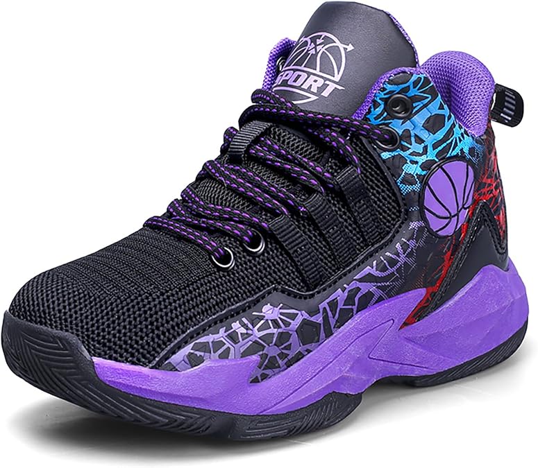 Kids Basketball Shoes High-top Sports Shoes Boys Sneakers Durable Lace-up Non-Slip Running Shoes Secure for Little Kids Big Kids