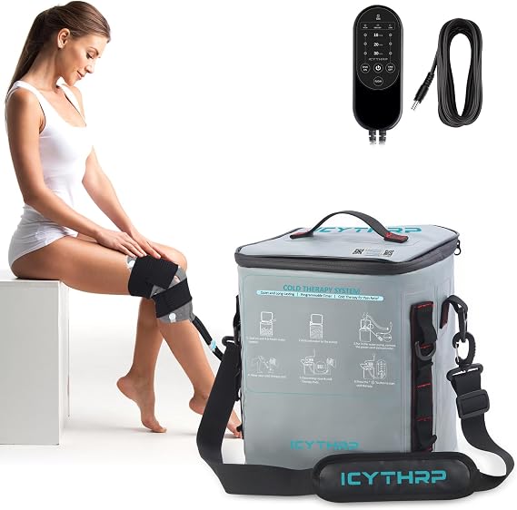 ICYTHRP Cold Therapy Machine with Programmable Timer, Portable Ice Machine for Knee After Surgery and Recovery, Pain Relief with Compression Pad for Shoulder, Hip and Ankle