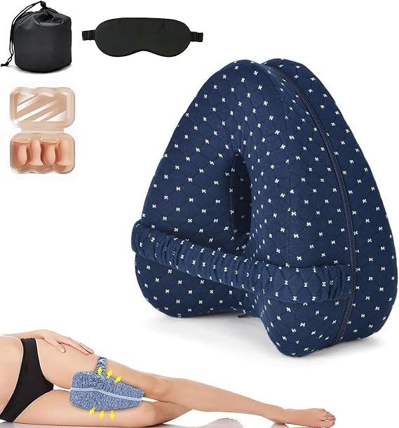 GDSAFS Leg Alignment Pillow, Alignment Pillow - Relieve Hip Pain & Sciatica, Leg Support Cushion for Side Sleeper with Strap (Navy), GDSAFSDAS-2105