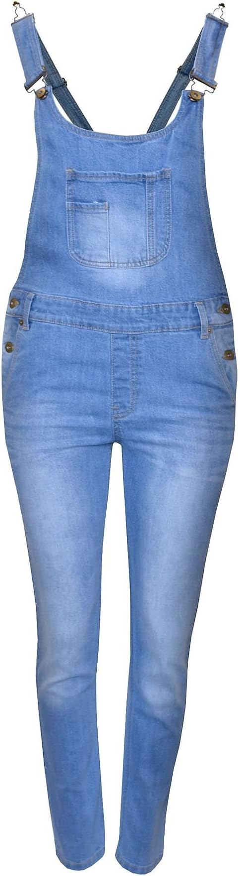 Kids Girls Denim Stretch Dungaree Jumpsuit Playsuit All In One Jeans 7-13 Years