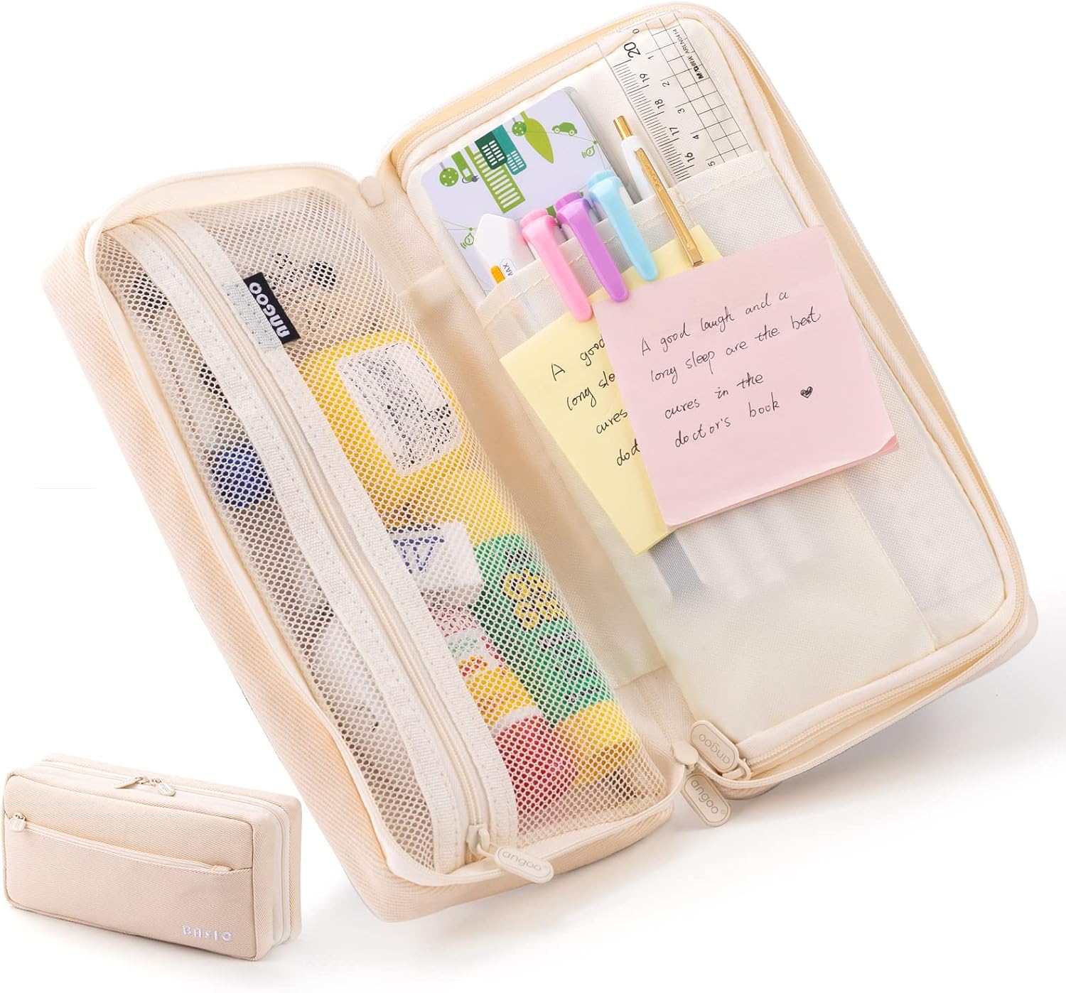 EASTHILL Big Capacity Pencil Case Pencil Pouch School Supplies for College Students Office Simple Stationery Pencil Holder Bag Teen Girls Women-Beige