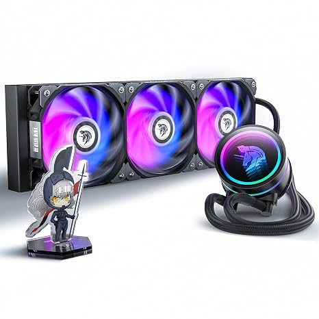 AsiaHorse WK-A360 ARGB All-in-One AIO CPU Liquid Cooler, Wandering Knight 360mm Water Cooling System with Dual High-Performance Pump and 3120mm PWM Fans, Compatible with Intel & AMD CPUs (Black)