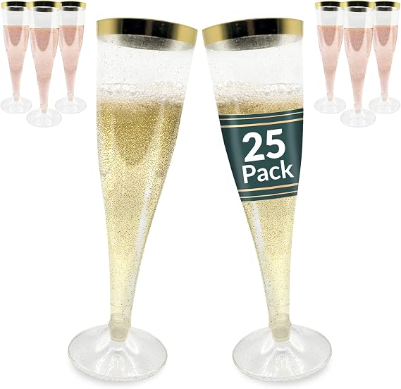 Reli. Plastic Champagne Flutes 25 Pack | 4.5oz Disposable Champagne Glasses