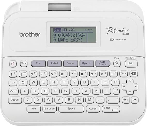 Brother P-Touch PT-D410 Home / Office Advanced Label Maker | Connect via USB to Create and Print on TZe Label Tapes up to ~3/4 inch, White | USB-Connected Label Maker, Prints on Brother Tze Tapes Up to 18mm . Includes Sample Tape, AC Adapter and USB Cable