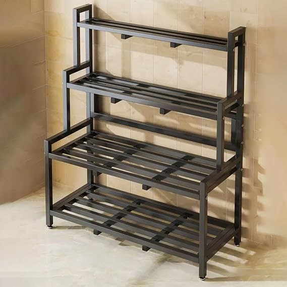 Plant Stand Metal, 2/3/4 Tier Stair Style Large Plant Holder, Tiered Plant Shelf, Flower Stand with Adjustable Foot Pads, for Living Room, Garden, Patio(4 Tier 47.2"/120cm)