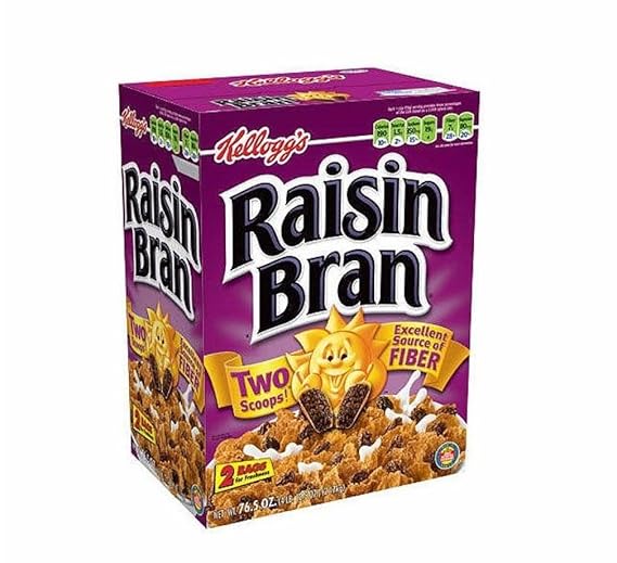 Kellogg's Raisin Bran, Breakfast Cereal, Original, Excellent Source of Fiber, 76.5 oz Box (2 Bags)