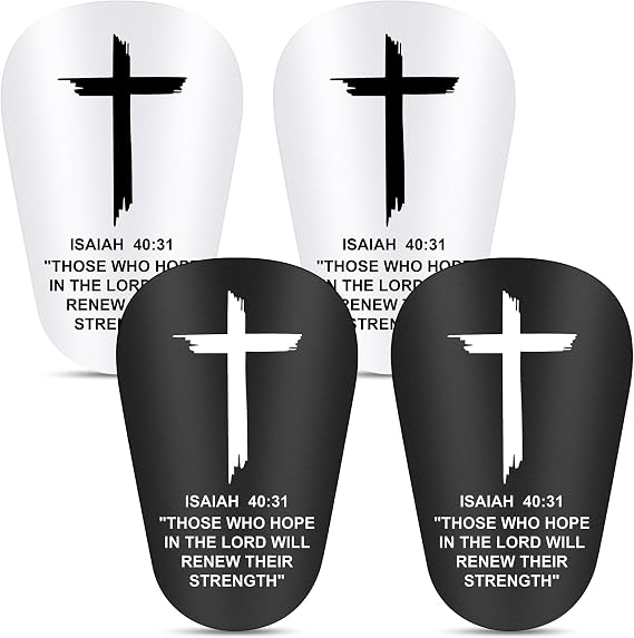2 Pairs Mini Shin Guards Soccer 3.35 x 2.36 Inches Christian Faith Cross Design Small Light Football Shin Pads Protective Equipment with Bible Verse Religious for Football