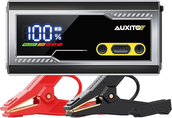 AUXITO 6000A Jump Starter, 12V Car Battery Jump Starter, Up to All Gas & 12L Diesel Engine with LED Display, Portable Jump Box with 3 Modes Flashlight and Jumper Cable, Storage Case