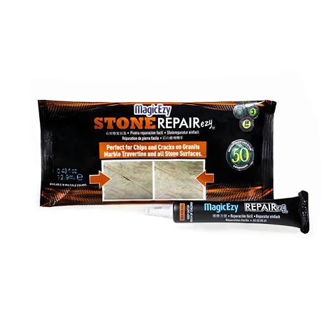 Stone Repair Ezy: (Black) Marble, Granite, Quartz Countertop Chip Repair Kit | Stone Fix, Laminate, Corian, Travertine| Super Strong Seam Filler