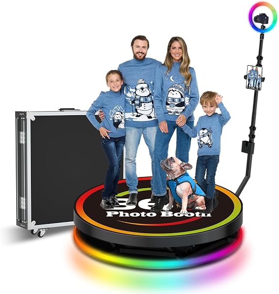 360 Photo Booth Machine, Free Customize Logo, Automatic Slow Motion Rotating 360 Video Camera Booth Selfie Platform, 360 Photo Booth for Party Event Halloween (40.1'')