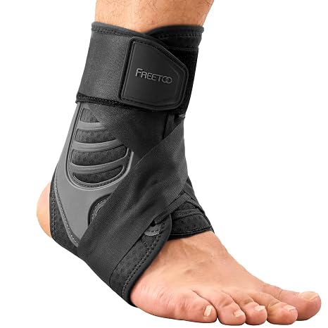FREETOO Light-Fit Ankle Brace for Women Men, Lace Up Ankle Support With Side Stabilizers, Breathable Cool Ankle Stabilizer for Running, Basketball, Volleyball, Sports