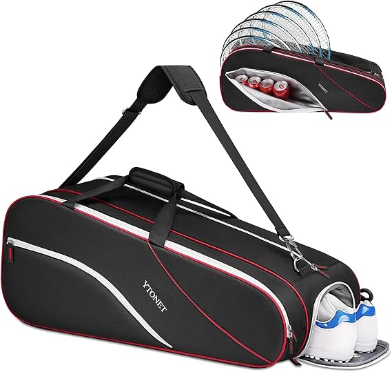 Ytonet Tennis Bags for Men 6 Rackets Large Racket Bag with Shoe Compartment