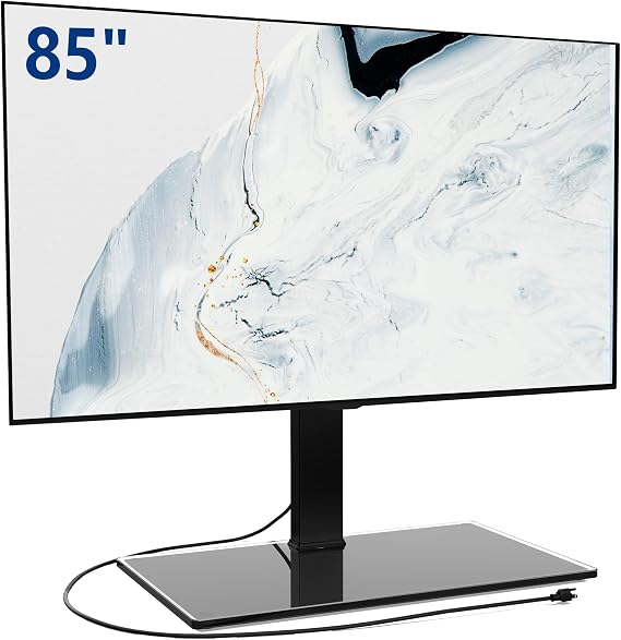 FITUEYES Universal TV Stand with Power Outlets for 50-85 inch TVs, Black