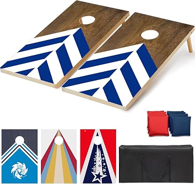 Portable Cornhole Board Set, Corn Hole Games for Adults Outdoor 3 x 2 ft or 4 x 2 ft Corn Hole Boards Set Include 1 Bag and 8 Bean Bags, Adults Outdoor Beach Travel Cornhole Game