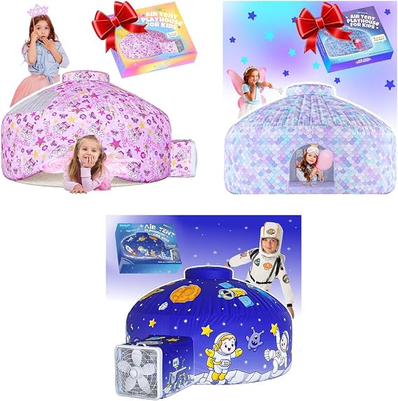 Skywin- Air Tent Playhouse for Kids (Mermaid+ Space+ Princess) -77x50 Inches Inflatable Kids Tent Sets Up and Stores Away in Seconds, Fan NOT Included