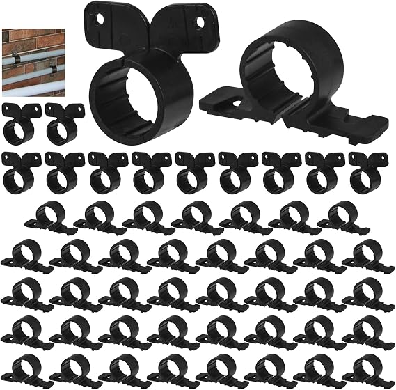 52PCS 3/4 Inch Pex Suspension Pipe Clamps Set, Pipe Supports Suspension Clamp Includes 40PCS Black Pex Tubing Pipe Support & 12PCS Butterfly Style Pex Tubing Clamps for Pex, Copper, CPVC Pipe