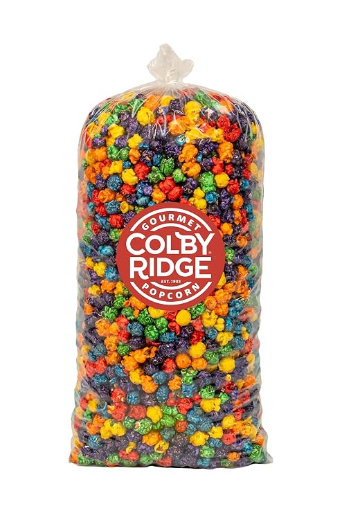 Colby Ridge Rainbow Gourmet Popcorn, 5 Gallon Bulk Party Bag, 80 Cups, Buttery Vanilla Flavor, Fresh Popped Gluten Free Non-GMO Snack for Pride Month Parties Gifts