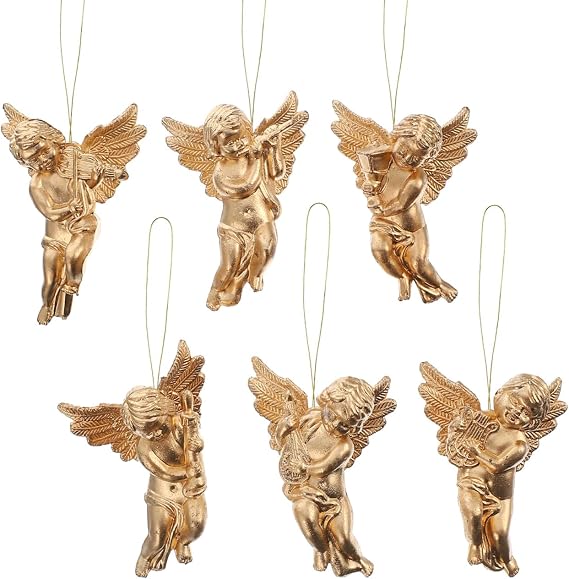 BESTOYARD 30Pcs Angel Doll Hanging Ornament Valentine's Cute Angle Cupid 2.3-Inches Statue Figurine for Christmas Tree Angels Xmas Ornament Halloween Fireplace Party New Year Birthday