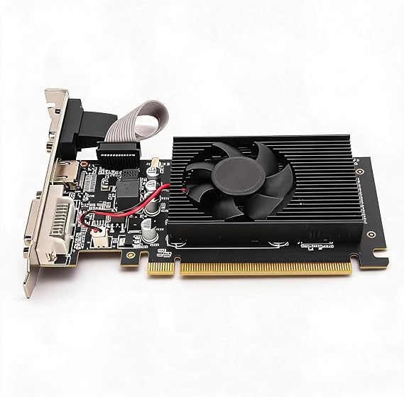 GT610 Graphics Card, 2GB 64bit GDDR3 Video Card with Cooling Fan for Desktop Computer, PCI Express x16 Interface, HDMI DVI VGA Output Ports