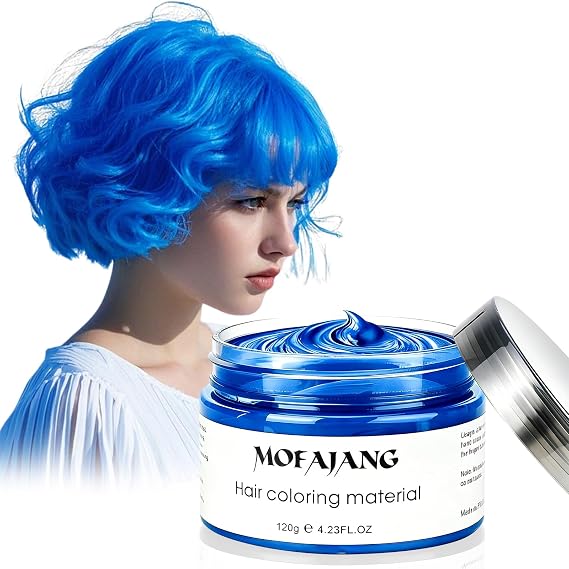 Asocrew Hair Wax Spray - Temporary Blue Hair Styling Clay for Temporary Hair Color, Cosplay & Parties (4.23 oz)