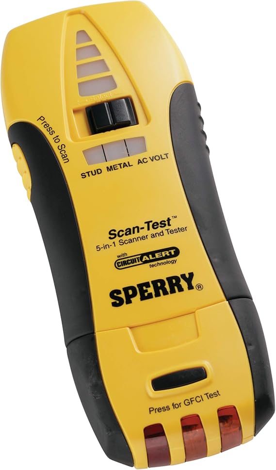 Sperry Instruments PD6902 5-In-1 Multi-Scanner & Electrical Tester, 120V AC, Stud Finder, Metal Scanner, Non-Contact AC Voltage Detection, GFCI Test Functionality, Audio & Visual Indication, 2 Pc. Kit
