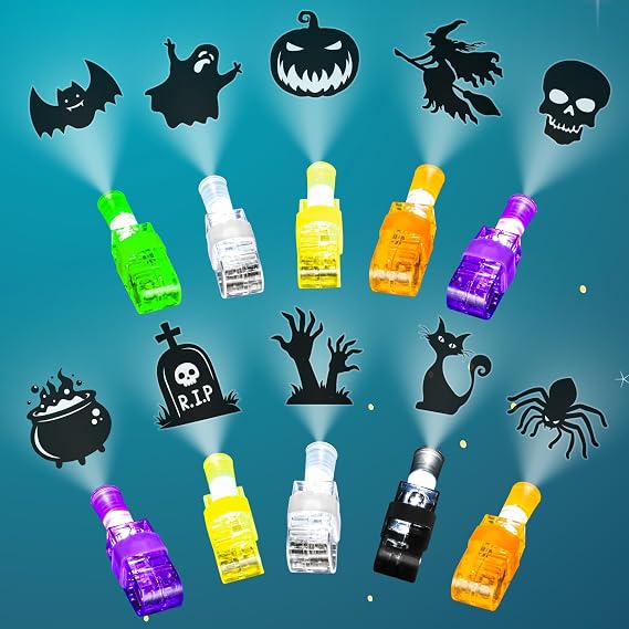 Bamamon Halloween Party Favors for Kids, 30Pcs Light Up Finger Lights Halloween Goodie Bag Toys Stuffers Fillers Bulk Treats Non Candy for Hal loween Classroom Prizes Gifts Favors Trick or Treat Toys