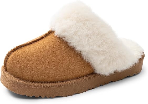 DREAM PAIRS Kids Slippers Girls Boys House Fuzzy Indoor Outdoor Warm Slip on Slipper for Little Kid Big Kid
