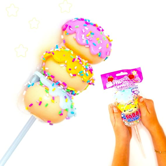 Taba Squishy Sweet Friends - 3 Taba Squishies on a Stick - Squish, Squeeze, Great for Stress Relief - Sensory / Fidget Play Food Squishy Toys for Kids and Adults