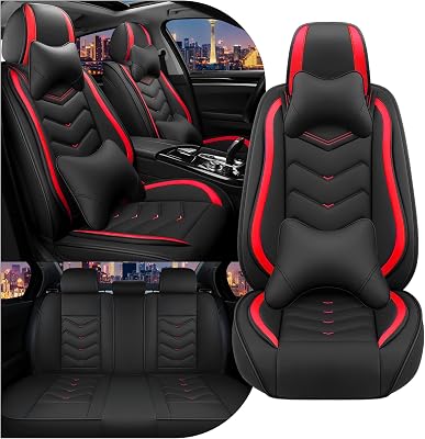 CTDS Car Seat Covers for Honda CR-V Hybrid 2020-2026, Stylish Sport Seat Cover, Premium Nappa Leather Car Seat Cover. Automobile Seat Covers Sets.Luxury 5 SeatsBlack Red