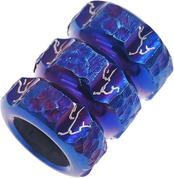 Blue Titanium Lanyard Beads for Knives, Small Hand Carving Tools Knife Cord Beads Paracord Metal Charms Accessories