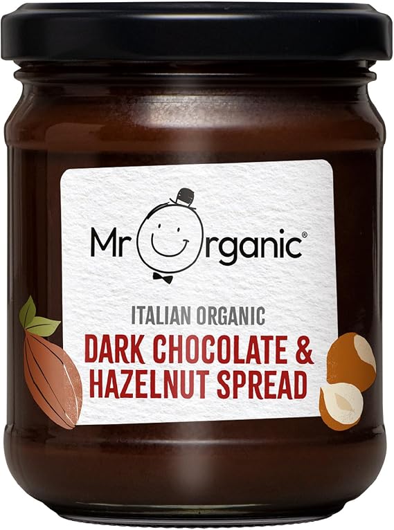 Mr Organic Dark Chocolate & Hazelnut Spread - 200g, Authentic Italian | Made in Italy - Palm Oil Free - Dairy-free - Decadent Treat - Organic & Vegan