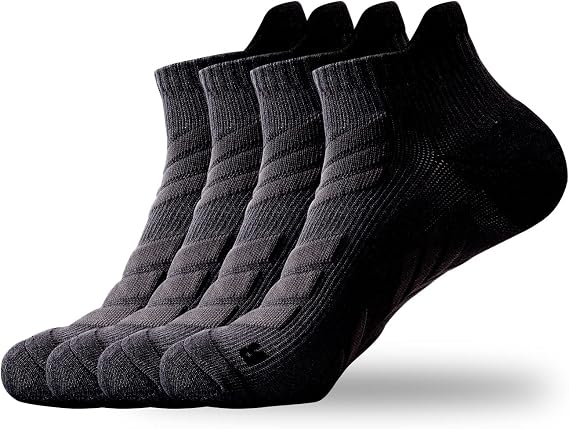 BAYKUORA 4 Pairs 100% Cotton Towel Athletic Sock,Men Mid Casual Ankle sock