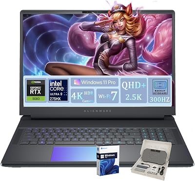 Alienware 18 Area-51 Gaming Laptop - wAccessories, GeForce RTX 5080 GDDR7, Intel 24-Core U9 275HX, 18 QHD 300Hz Display, 4K Camera, Backlit KB, Win 11 Pro, Wi-Fi 764GB RAM8 TB SSD