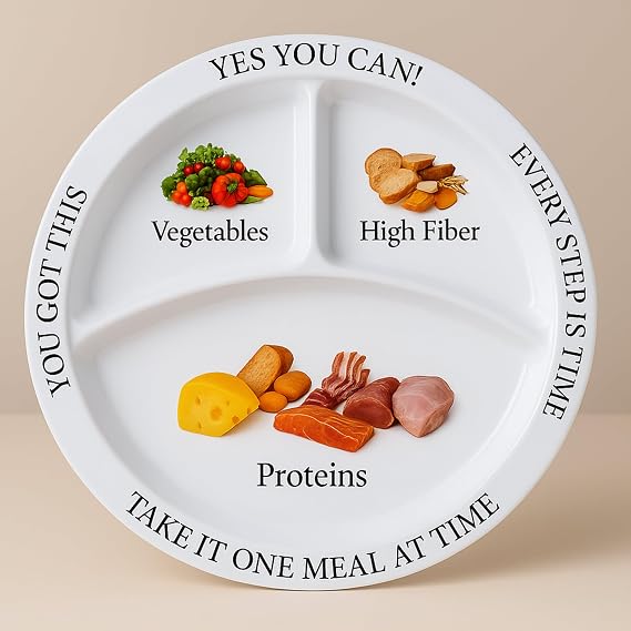 Bariatric Portion Control Divided Plates for Weight Loss - 2 Pack