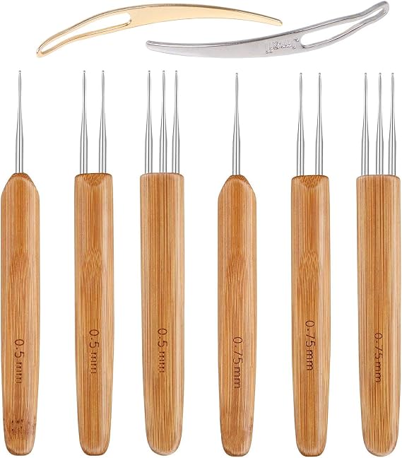 AUGSUN 8 Pcs Dreadlock Crochet Hook Tool, Braid Hair Dreadlocks Needle