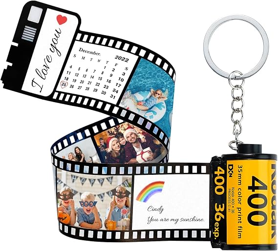 SOUFEEL Film Roll Keychain Custom Keychain with Picture Personalized Camera Memory Reel Gifts for Christmas Anniversary