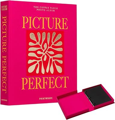 Printworks Photo Album - Picture Perfect, Pink Cerise Pink Coffee Table Book with 30 Pages Large Album for 4x6 Photos with Writing Space Expandable Memory Book