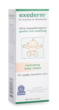 Exederm Baby Lotion, Hydrating for Eczema & Dermatitis Prone Skin, 8 Fl Oz, Ultra Sensitive Non-Irritating Baby Eczema Lotion, Soothing, Lightweight and Easy to Spread, Color, Fragrance & Paraben Free