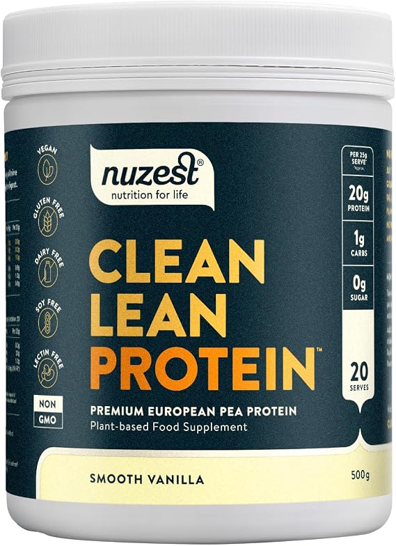 Nuzest Clean Lean Protein, Vegan Pea Protein Powder, Smooth Vanilla, 500g | 20 Servings with 20g Protein, Plant Based Protein Shake, Gluten, Dairy and GMO Free, 9 Essential Amino Acids + BCAAs