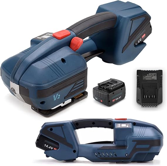 Electric Strapping Machine Automatic Strapping Tool for 1/2-5/8in PP PET Straps Packaging Tensioner Machine for Box Pallet, 4000mah Battery Powered
