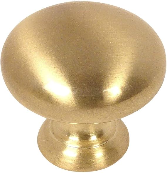 Cosmas 10 Pack 4950BB Brushed Brass Mushroom Knob 1-1/4 Inch Diameter