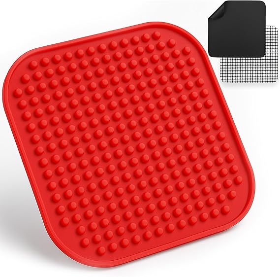Air Fryer Liners Set of 3 with Silicone Mat, Heat Resistant Mats for Air Fryer Compatible with Ninja, Chefman, Instant Pot, Ultrean + more, Parchment Paper Liners Replacement Reusable Mats