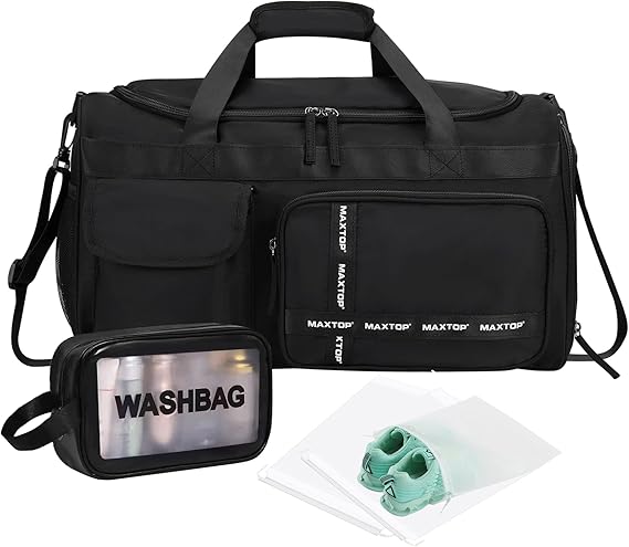 MAXTOP Gym Bag for Women Men Travel Duffle Bag Large Capacity Carry On Weekender Overnight Bag With Shoe Compartment Gym Tote Dry Wet Separation Duffel Bag for Travel