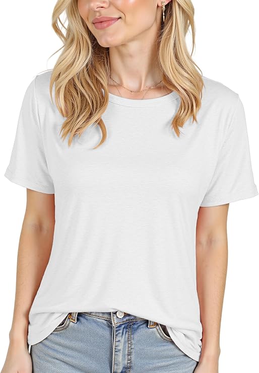 Short Sleeve Shirts for Women Crew Neck Basic Tee - Fashion Summer Spring Tops - Oversized T Shirts for Women