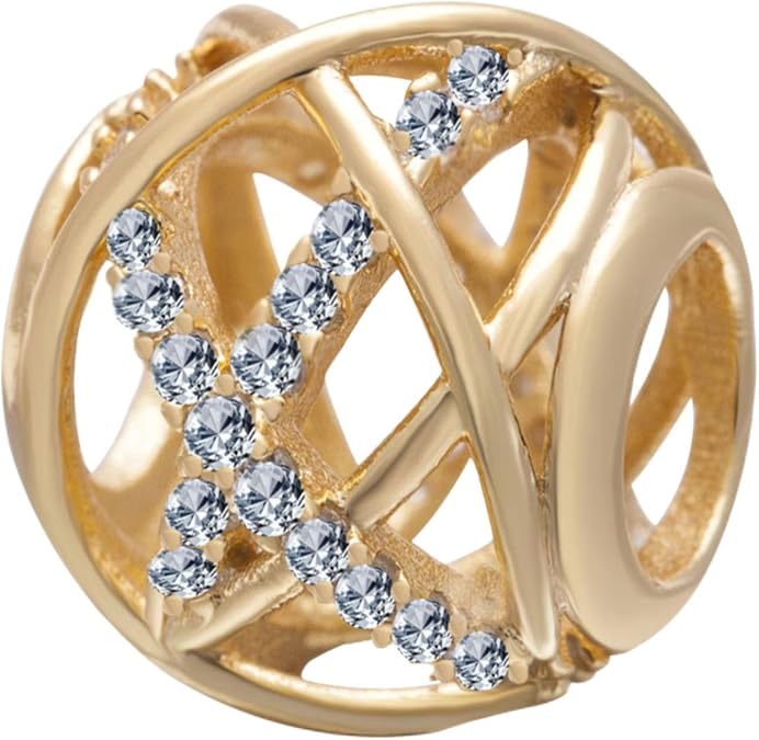 Galaxy 925 Sterling Silver Openwork Charm With Clear CZ Flower for Pandora Bracelet - Anniversary and Love
