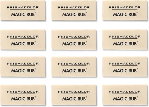 Prismacolor Premier Magic Rub Vinyl Erasers, 12 Count - For Drafting, Sketching, Fine Art, School Supplies