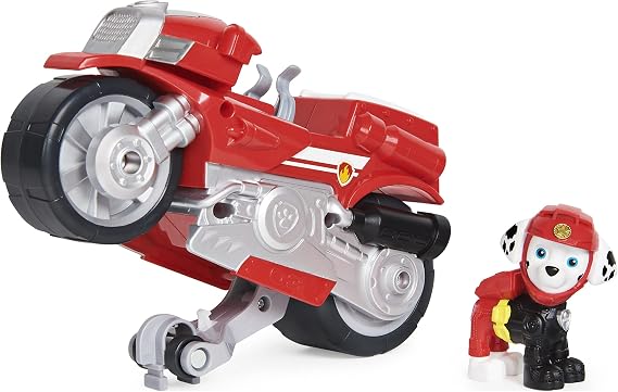 Paw Patrol, Moto Pups Marshalls Deluxe Pull Back Motorcycle Vehicle with Wheelie Feature and Toy Figure