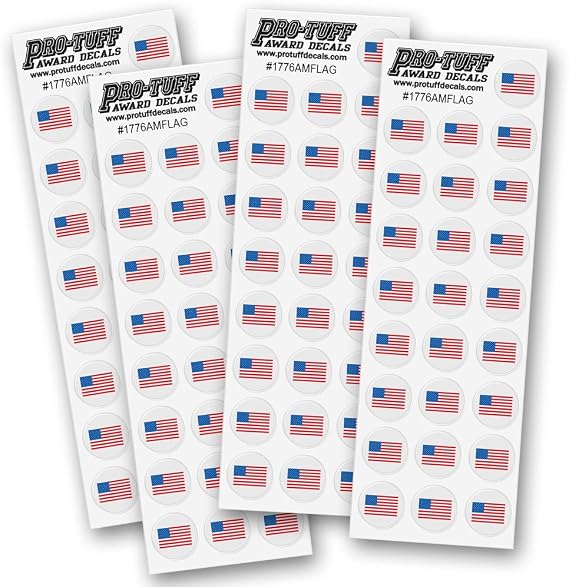 American Flag Award Decal Set, Red White and Blue, Professional Vinyl, 100 Decals, 1-1/8" Diameter Circle