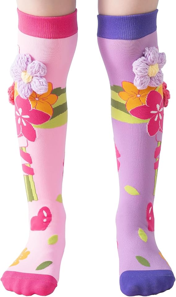 Crazy Socks for Kids Girl 3D Flower Animal Funny Wacky Sock Knee High Silly Socks for 3-12 Years Kids Toddler Girls